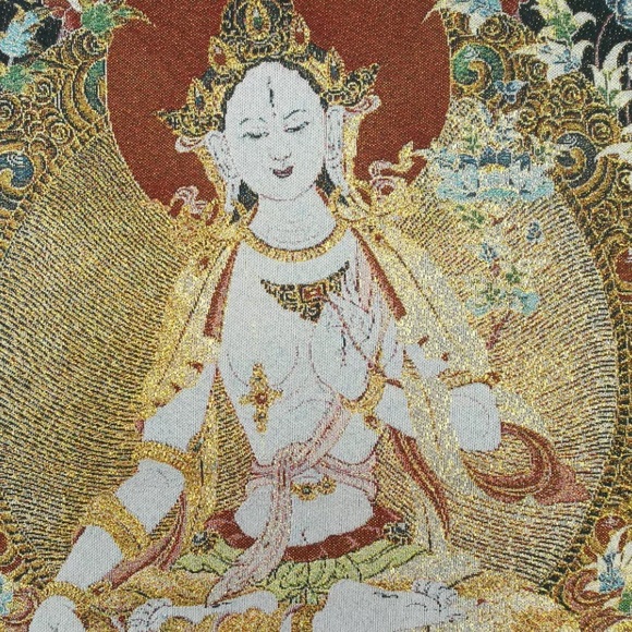 24” Tibetan silk embroidered White Tara Mural - Picture 5 of 8